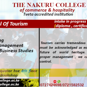 TOURISM COURSES INTAKE IN PROGRESS