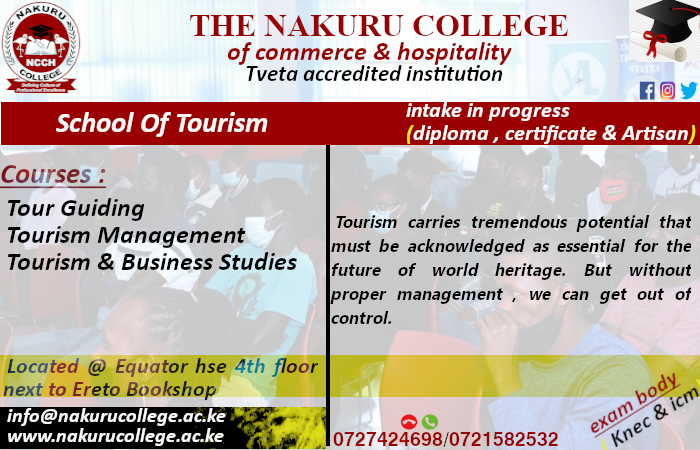 TOURISM COURSES INTAKE IN PROGRESS