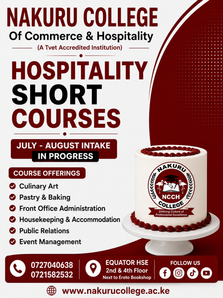 JULY -SEPT INTAKE SHORT COURSES HOSPITALITY