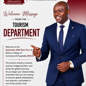 Nakuru College of Commerce and Hospitality invites you to enroll in our Tourism Course and gain practical knowledge and skills for exciting opportunities in the tourism and hospitality industry.