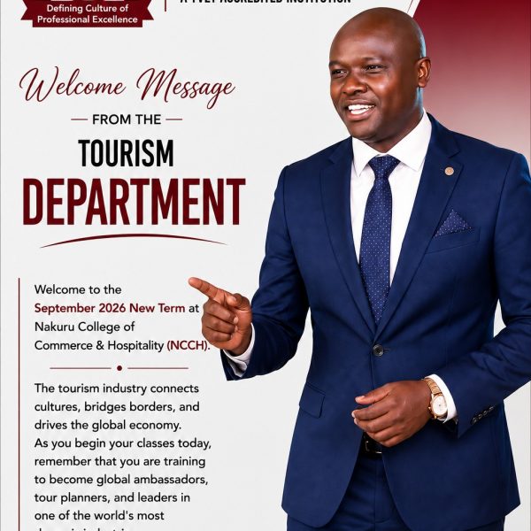 Nakuru College of Commerce and Hospitality invites you to enroll in our Tourism Course and gain practical knowledge and skills for exciting opportunities in the tourism and hospitality industry.